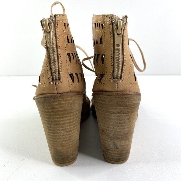 Jeffrey Campbell Shoes Size 10 Rodillo Tan Cut Out Boho Lace Up Wedge Sandals - Picture 5 of 9